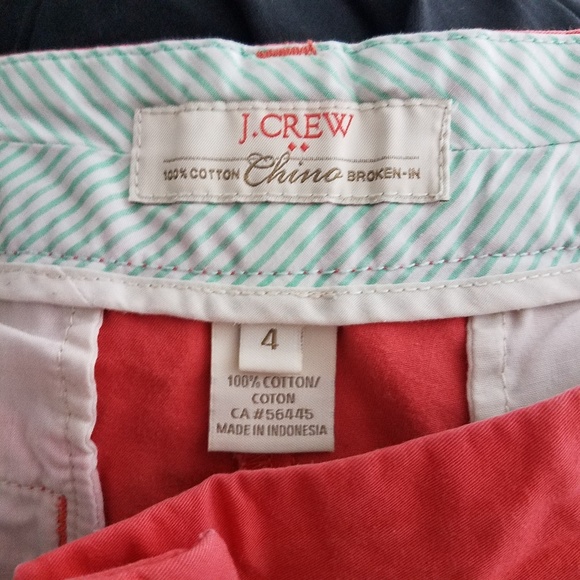 J Crew 100% Cotton Chino Shorts Coral Pink 4 - Picture 2 of 6